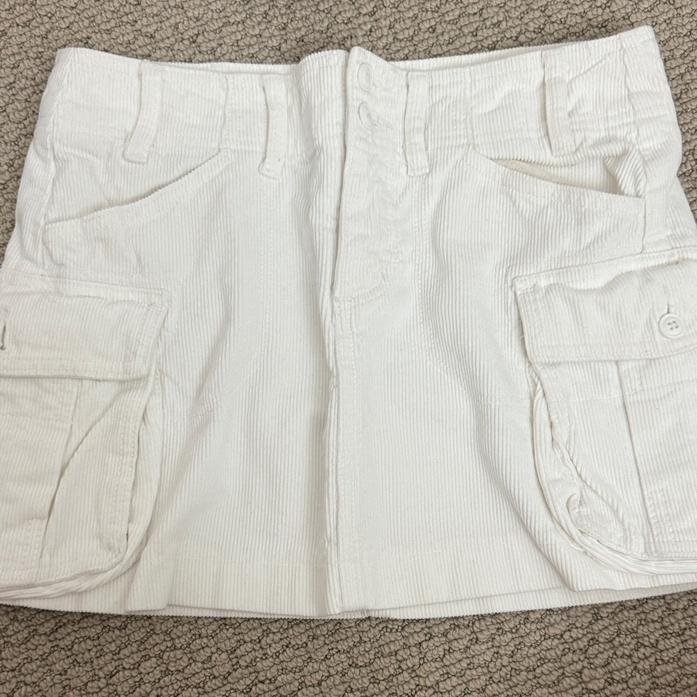 Brandy Melville White Corduroy Mini Skirt